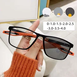 Photochromic Ultra Light Sports Myopia Glasses Frame for Men Outdoor Sports Anti Fall Running Goggles Color Changing Minus Glass