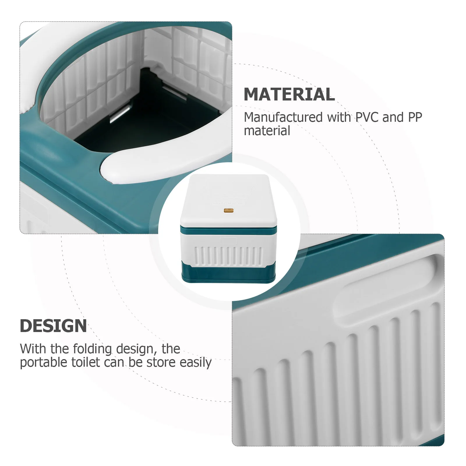 مرحاض محمول للتخييم والسفر قعادة قابلة للطي للاستخدام في حالات الطوارئ في الهواء الطلق حاوية تخزين السيارة قابلة للطي كرسي مرحاض مزبلة