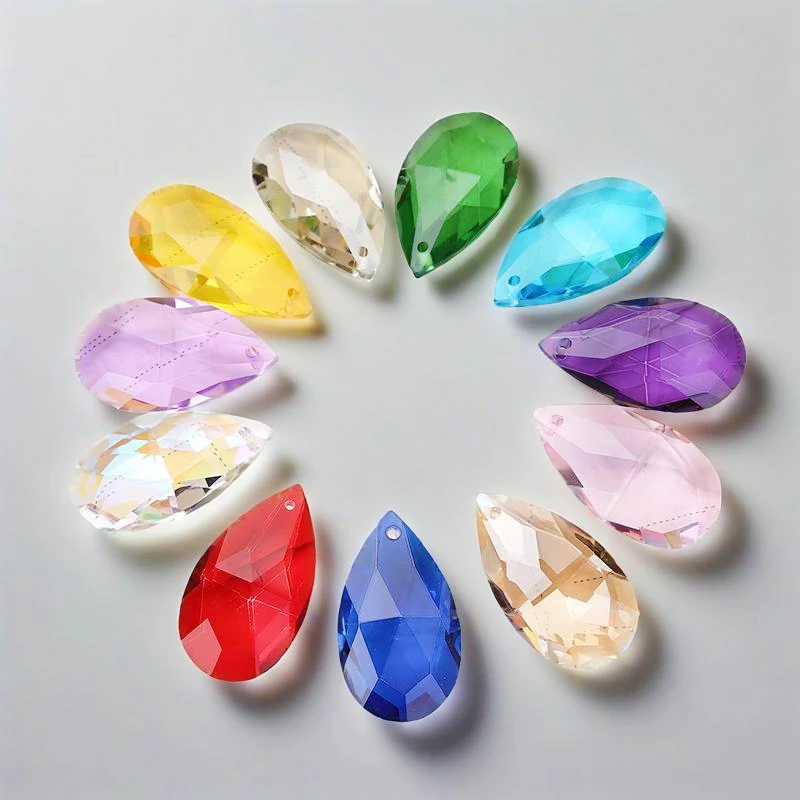 38mm/50mm/76mm Colorful Glass Teardrop K9 CRYSTAL Beads DIY Chandelier Pendant Part Lamp Prisms Jewellery Hanging Decoration