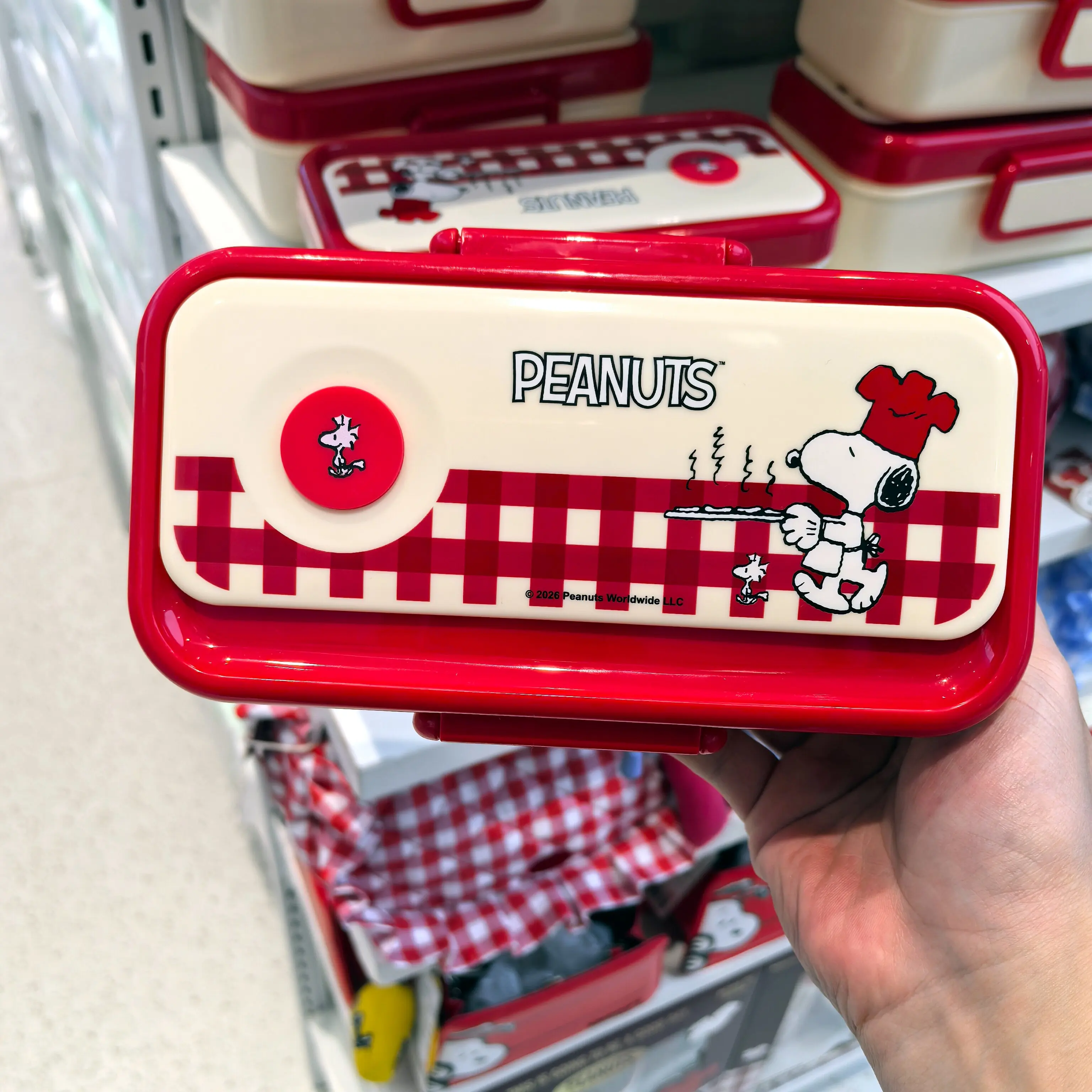 

Snoopy Plaid Series Bento Box, 2 Layers Lunch Box with Fork Spoon, Leak Proof Food Container for School Office,Gift
