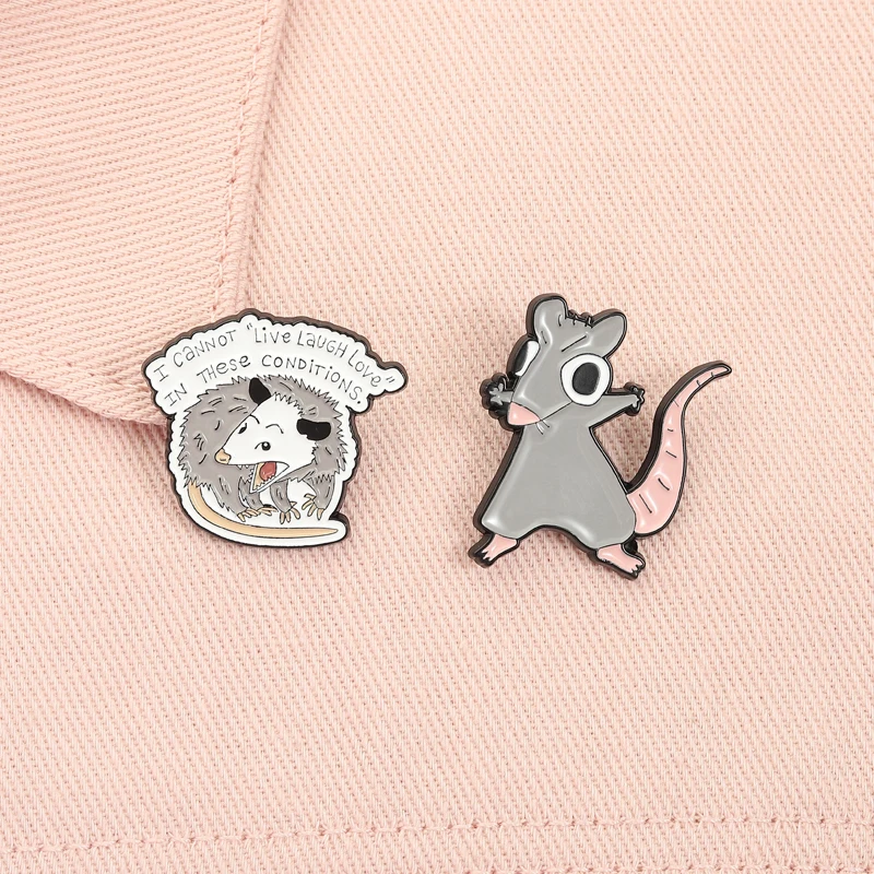 Opossum Meme Goofy Mouse Enamel Pin I Cannot 