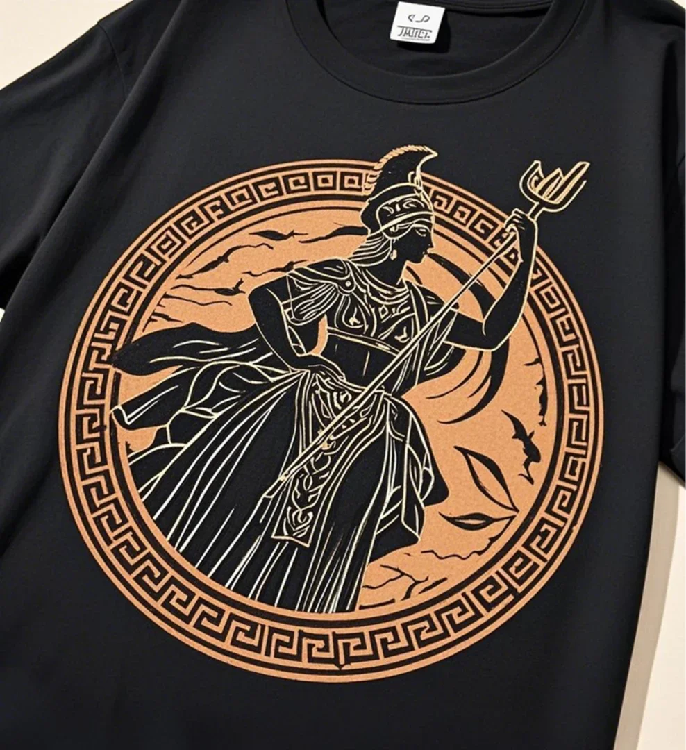 

Ancient Greek Goddess Athena Retro Printed T-Shirt 100% Cotton O-Neck Summer Short Sleeve Casual Mens T-shirt Size S-3XL