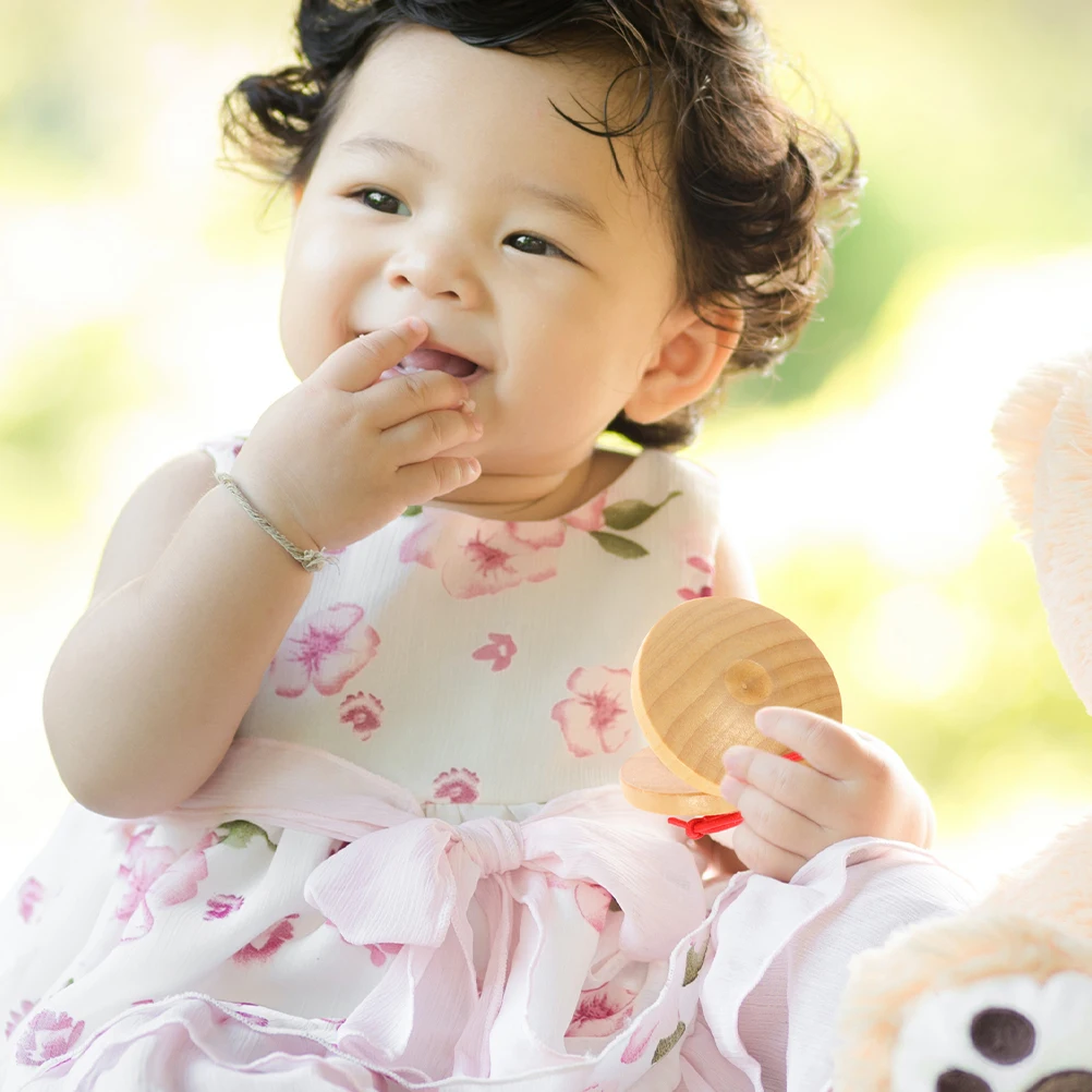 

6pcs Wooden Musical Finger Percussion Educational Classroom Party Favors Handheld Castanet Clapper Rhythm Instruments Children