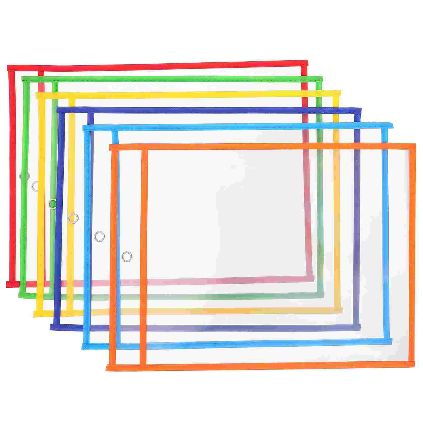 

6pcs Transparent File Folders PET Reusable Document Protectors Plastic Sleeves Paper Storage Office Study Accessories Multi