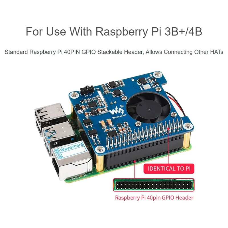 Waveshare POE HAT (C) pour Raspberry Pi 4B/3B +, alimentation Ethernet, prise en charge du réseau conforme IEEE 1/802 Af/At