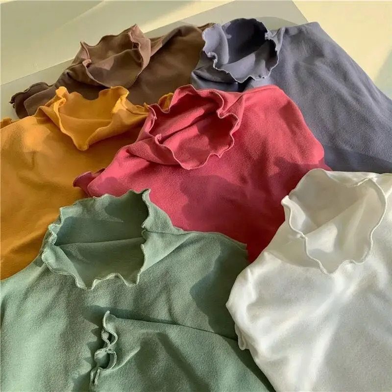 

2025 New German Velvet Bottom Shirt for Women, Versatile, Warm and Comfortable, Slim Fit, Black Fungal Edge, Long Sleeve Inner