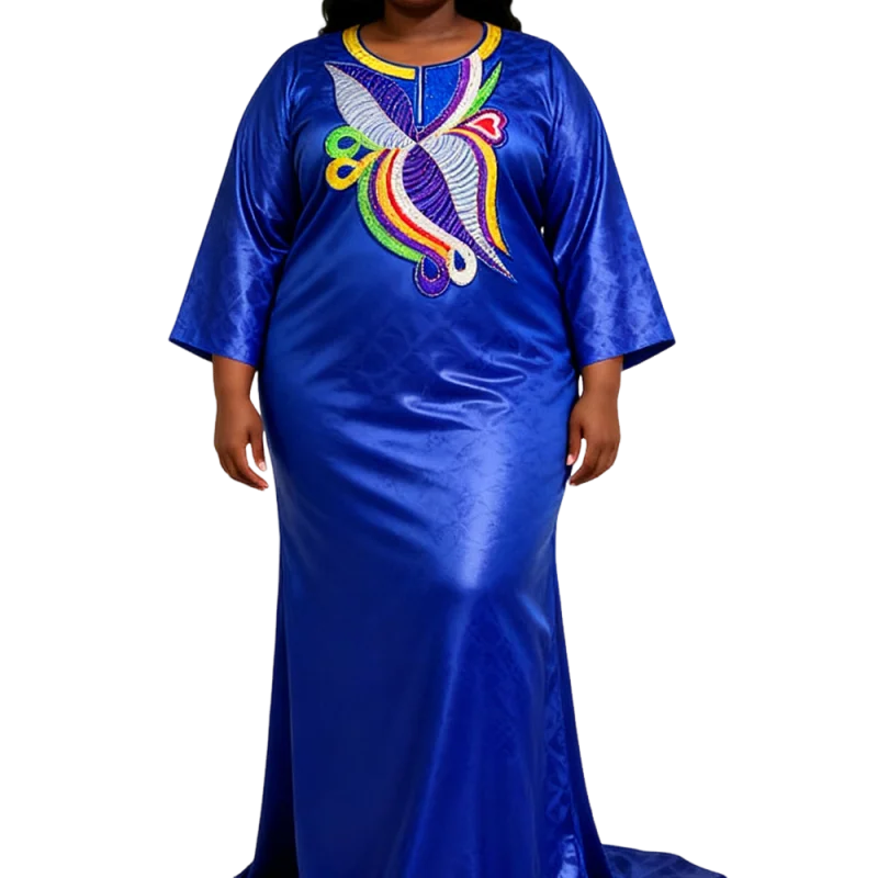 Vintage Inspired Bazin Maxi Dress Classic Beauty for Charity Ball Opera Night Wedding Reception Breathable