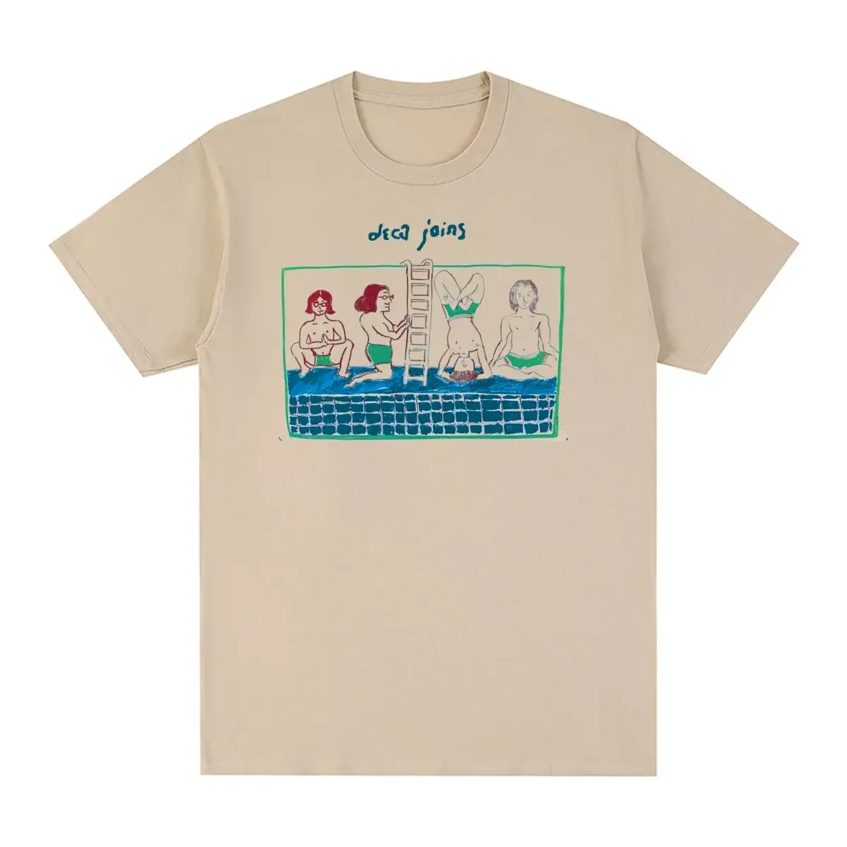 Poolside Scene Print Graphic Tees Y2k Clothes 2000s Men Women Round Neck Short Sleeve Loose Boxy Relaxed Casual T Shirt