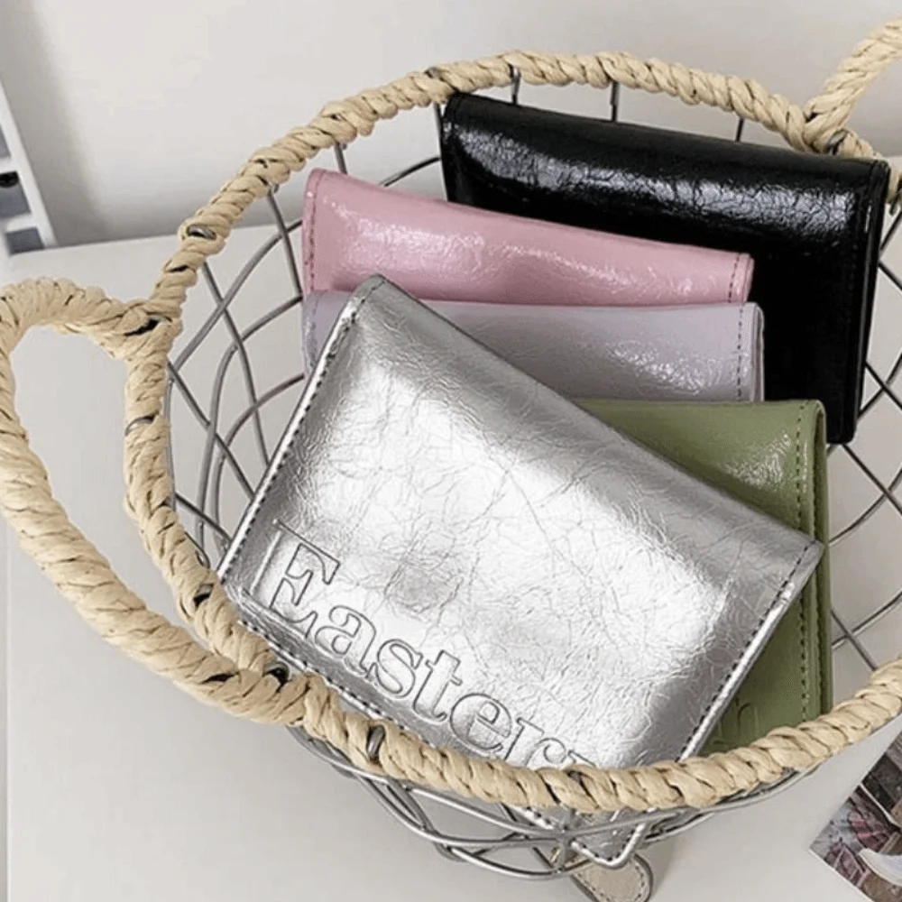 Korean Style Bifold Short Wallet Purse Short Clutch PU Leather Card Holder Multi Slot Multi-function Folding Card Bag Outdoor