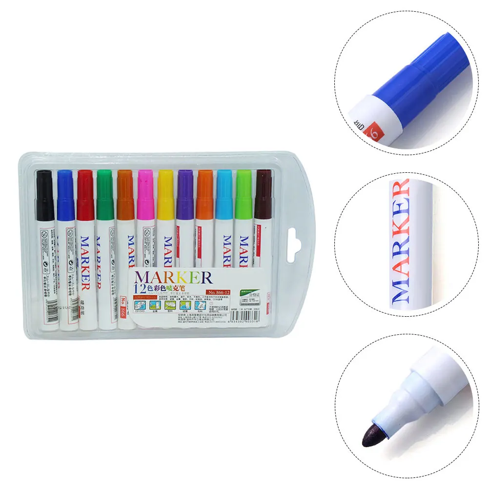

12 Pcs Marker Colorful Markers Paint Pens Paintbrush Notebook Oil Abs Permanent