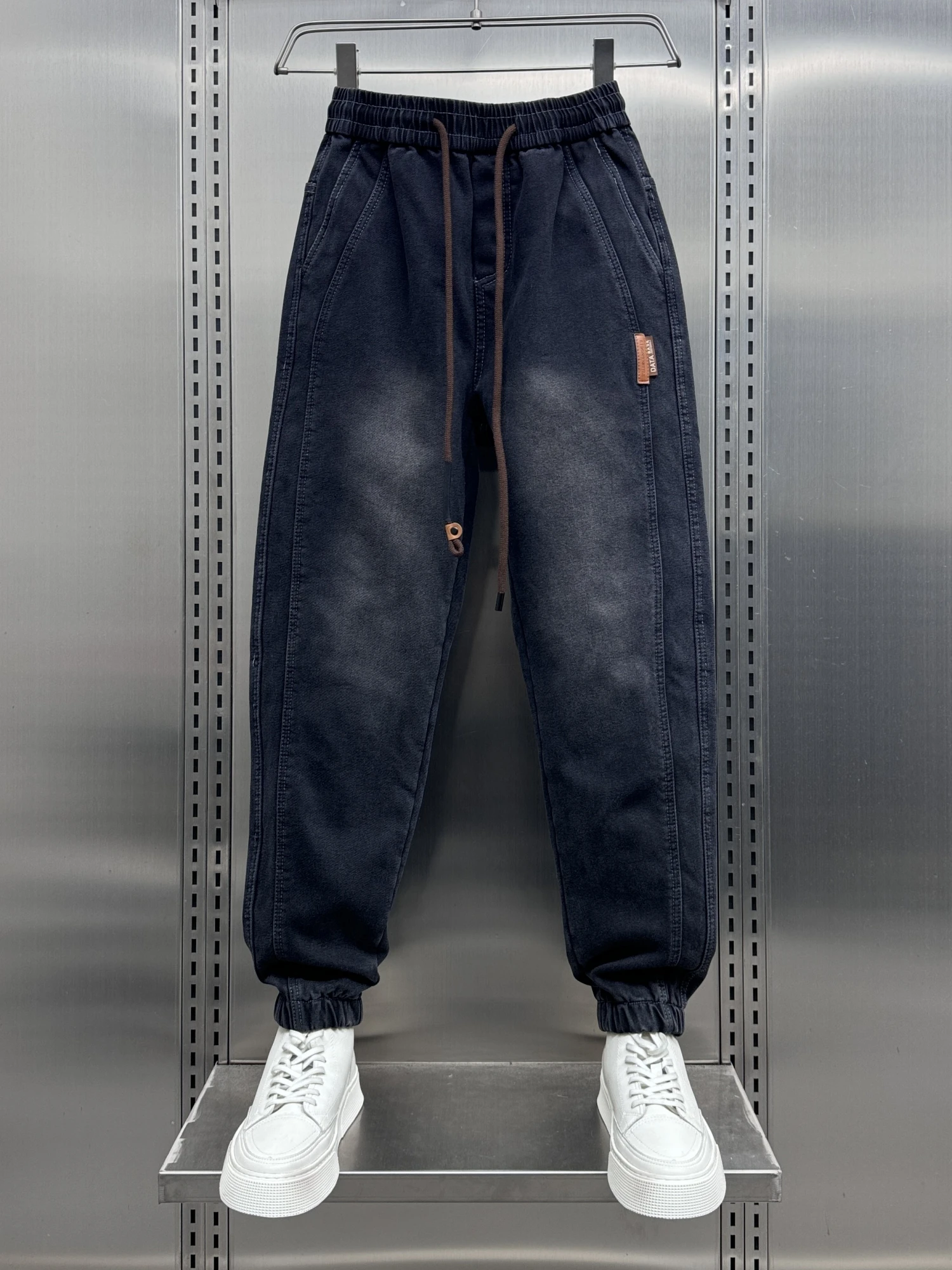 

Trendy Brand Men's Fce Lined Loose Fit Wear Waed Autumn Winter Faionable Youth Wide Leg Jeans