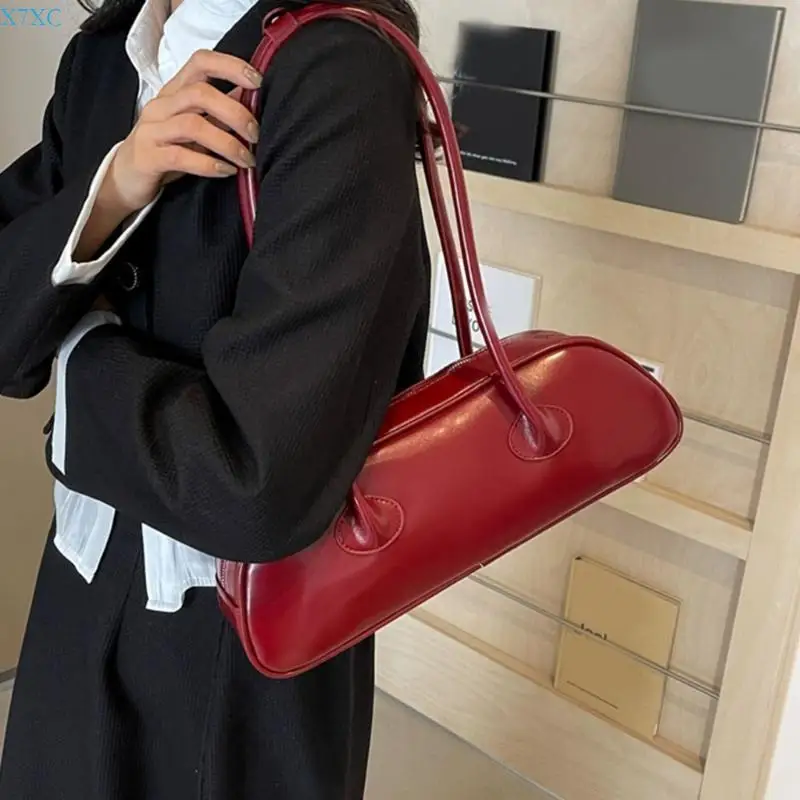 

X7XC French Armpit Bag for Women PU Leather Handbags Simple Shoulder Bag Purse