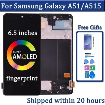 AMOLED עבור Samsung A51 תצוגה A515 A515F A515F/DS A515FD מסך LCD מגע דיגיטייזר התקן החלף