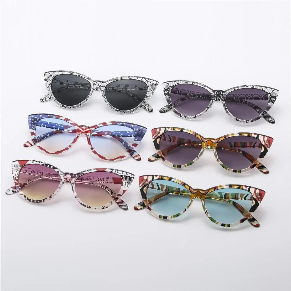 NEW Triangular American Flag Sunglasses Novelty Influencer-Style Printed Shades UV400 Protection Cat Eye Eyewear for Women & Men