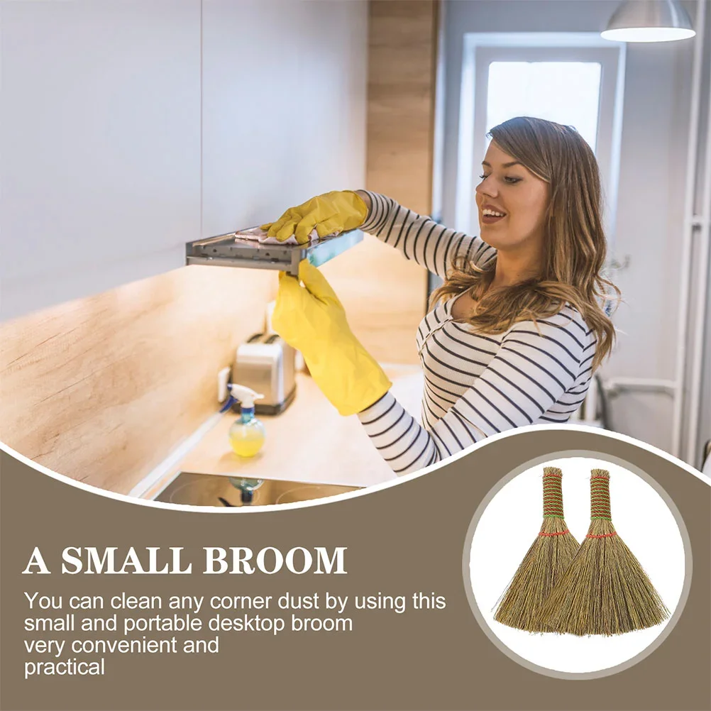 3 Pcs Kitchen Cleaning Broom Home Brooms Small Hand-made Duster Portable Whisk Miscanthus Witches Broom Mini Broom