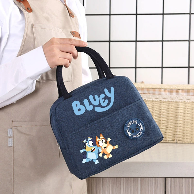 Bluey Lunch Hand Bags Child Bingo Chilli Anime Cartoon Lunch Box Men Woman Adult Office Thermal Insulat Case Kids Birthday Gifts