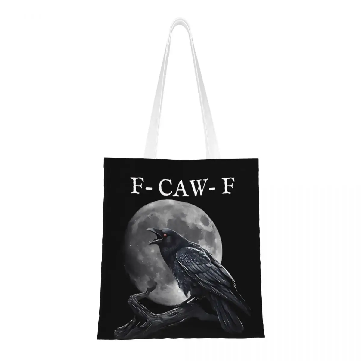 

F-Caw-F Moon Bird Meme Холщовая сумка-тоут Сумки для продуктов Многоразовые сумки для покупок для женщин