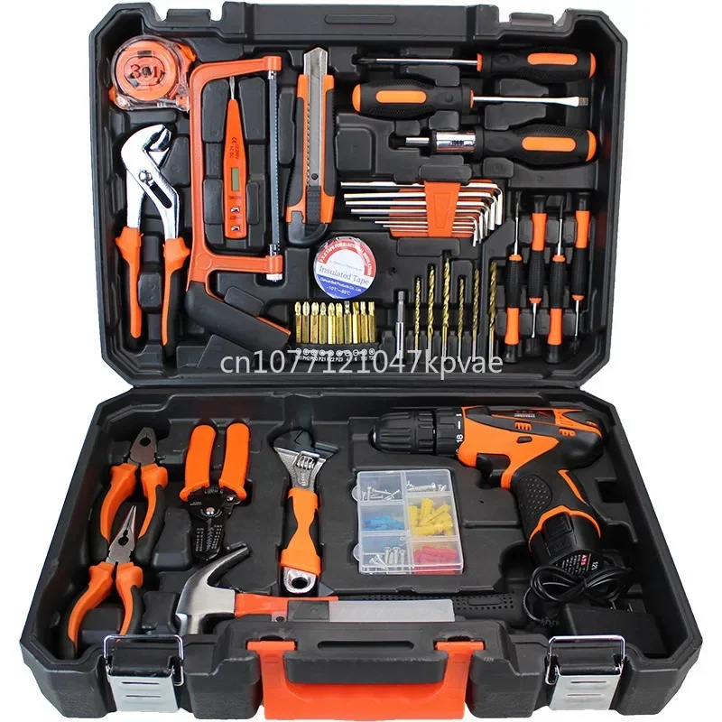 

Snjue Lithium Electric Drill Electric Tool Set 48 Piece Toolbox Set Carbon Steel Tool Impact Drill Set 007