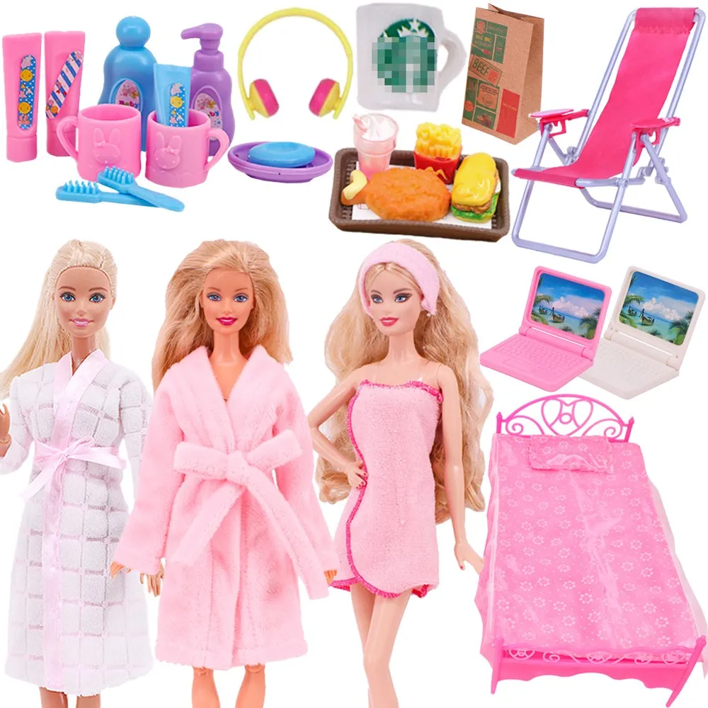 Pijamas de artículos en miniatura para uso diario, albornoz, muebles para Barbie, accesorios de ropa BJD Blyth 1/6, casa de muñecas