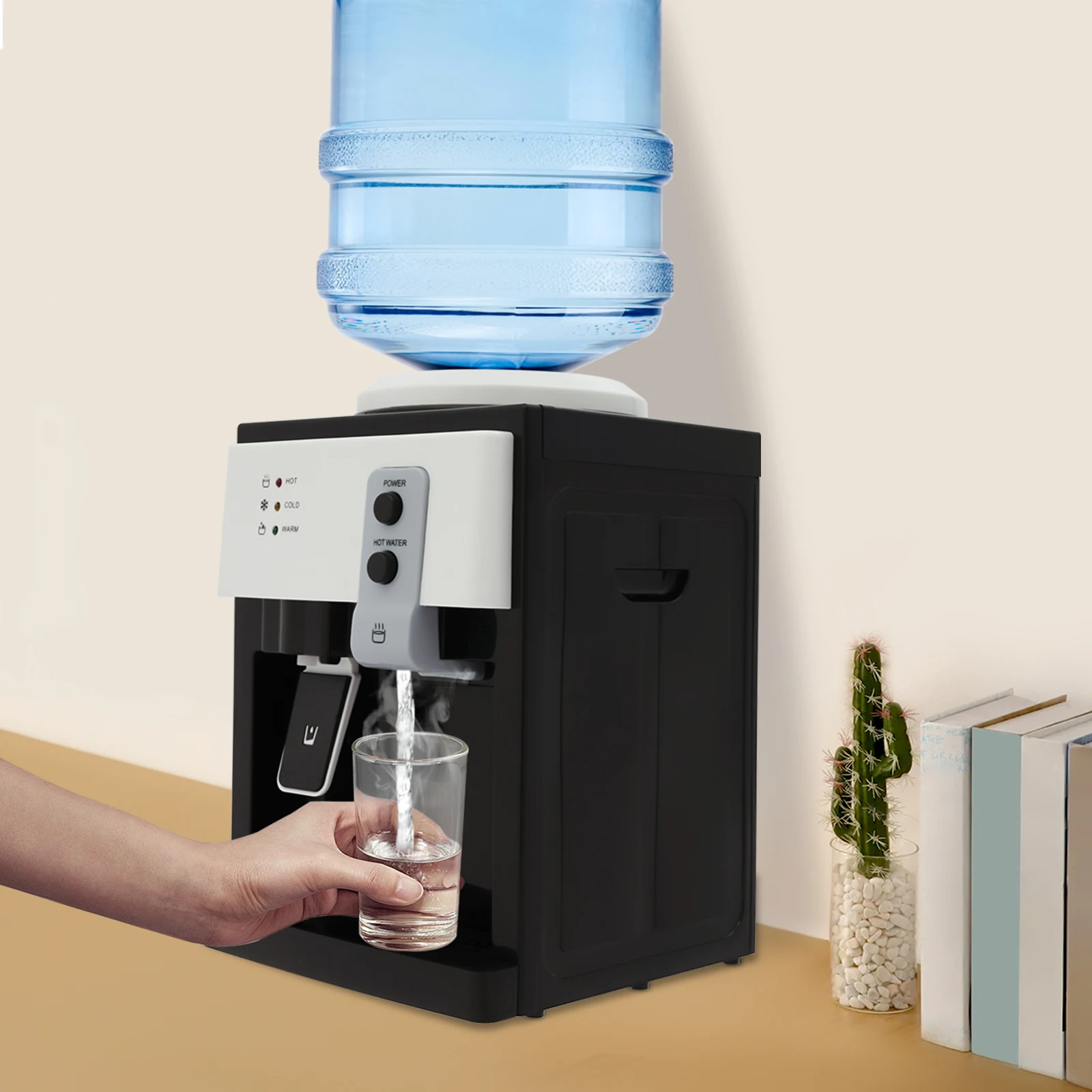 Dispenser d'Acqua da Tavolo 500W/75W, con Opzioni Acqua Calda e Fredda, Refrigeratore d'Acqua per Casa e Ufficio