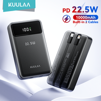 KUULAA 10000mAh powerbank 22.5W Portable Charger Dual Cable Fast Charging portable battery power bank For iPhone 16 15 14 Xiaomi