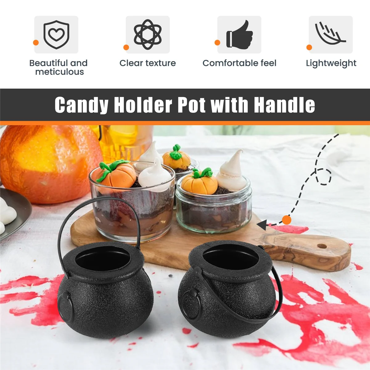 20 Pcs Mini Candy Kettles Witch Skeleton Cauldron Holder Pot with Handle for Halloween Easter 'S Day