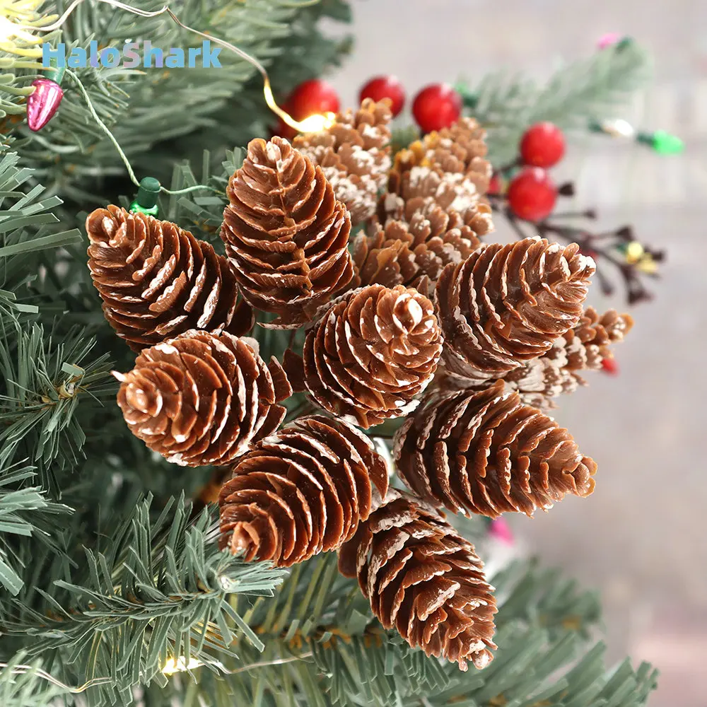 

12pcs/Bunch Artificial Plant Fake Pine Cone Xmas Tree Decoration Diy Christmas Wreath Wedding Ornaments Garden Home Decor