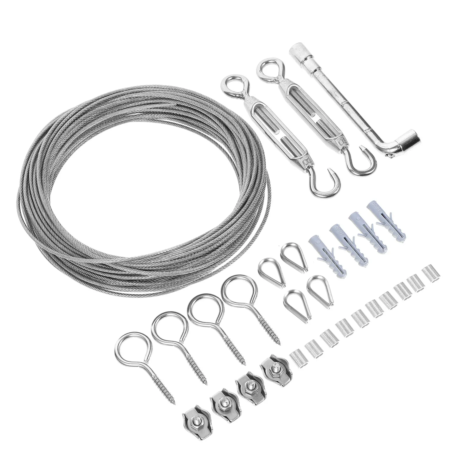 

Steel Wire Rope Kit Stainless Cable Tensioner Clothesline Garden Hanging Tent Ropes Outdoor Lights Deck Railing Turnbuckle Fence