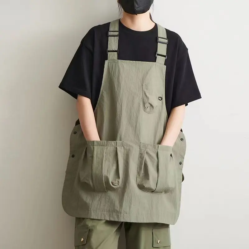 

Водоотталкивающий модный короткий фартук Маслостойкий и устойчивый к пятнам фартук для ресторана с несколькими карманами Фартук на подтяжках для кафе