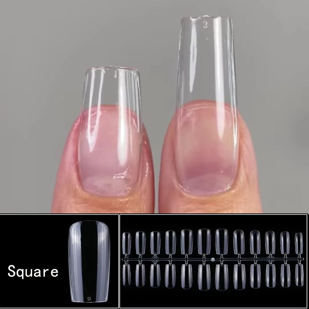 Fake Nails Press on Soft Gel Nails Square Artificial False Nails Full Cover Tips Nail Accessories Tool 120pcs