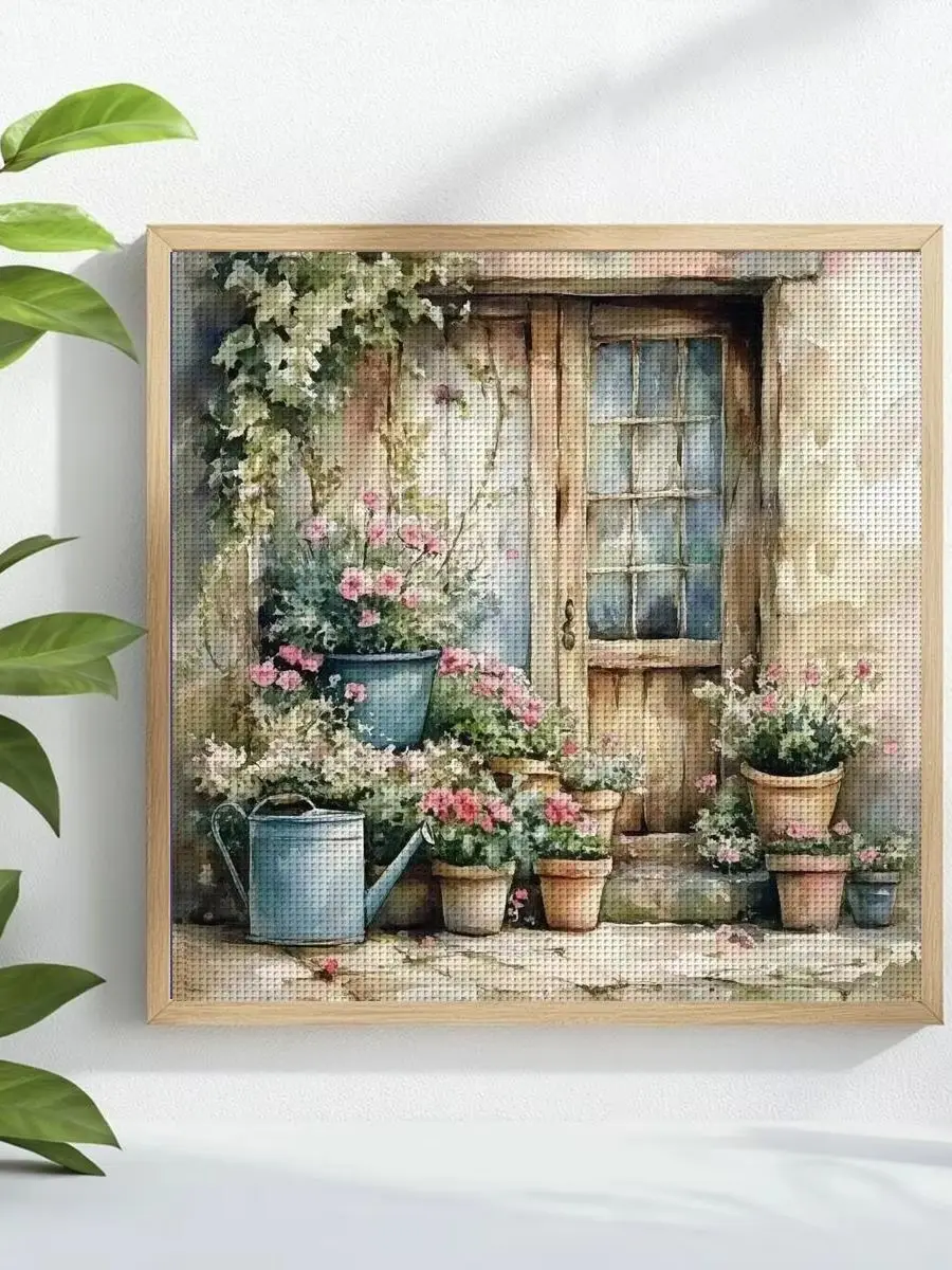 1 Stück 30x30 cm/11,8 Zoll Back Garden Gestempeltes Kreuzstich-Set DIY-Kit 11/14/16CT DIY-Stickset DIY-Kreuzstich-Set – Detail 1