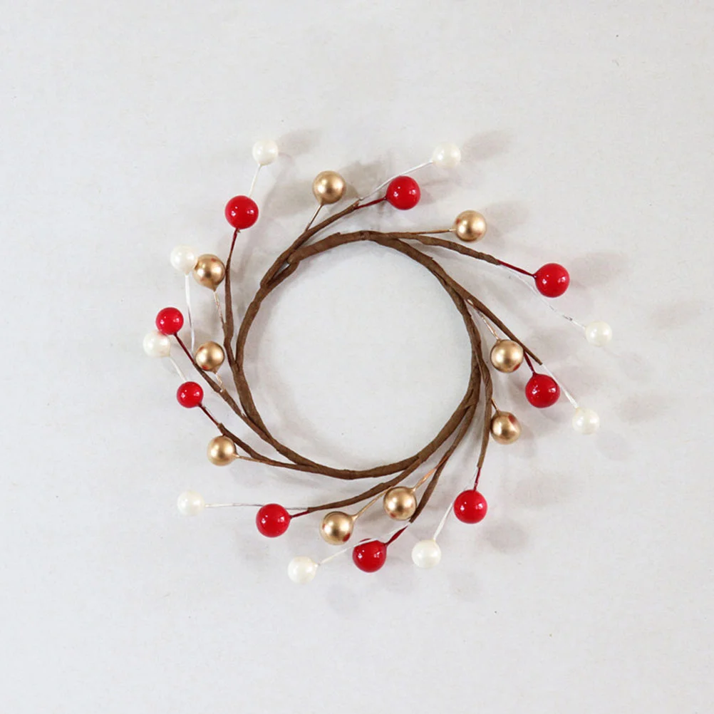 Mini corona de bayas navideñas, adornos decorativos de alambre de espuma, accesorio festivo, guirnalda de bayas artificiales, decorativa navideña