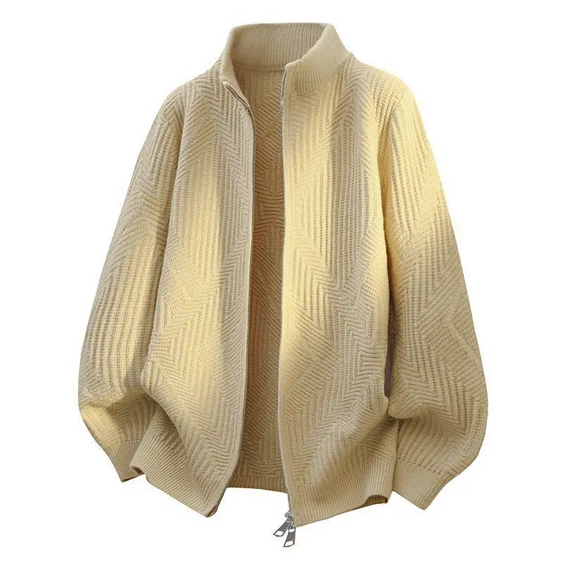 

Casual Knitted Cardigan Sweater Men's Faionable Loose Versatile Winter Outerwear Polyester Fiber Spor Sle Long Sve