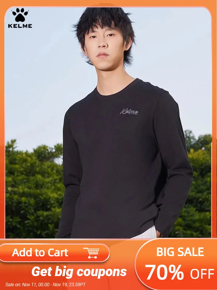 

Kelme Men's Long-sleeved T-shirt Outdoor Running Sports Pullover Commuting Casual Tops Football Training Long Sleeves