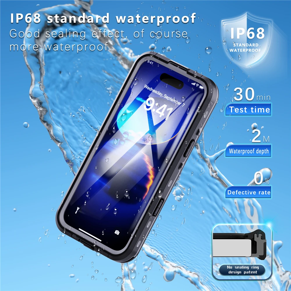 

For iPhone 16 Pro Max Plus Case Waterproof With Magsafe Protection Cover IP68 Underwater Clear Diving Dustproof Magnetic Coque