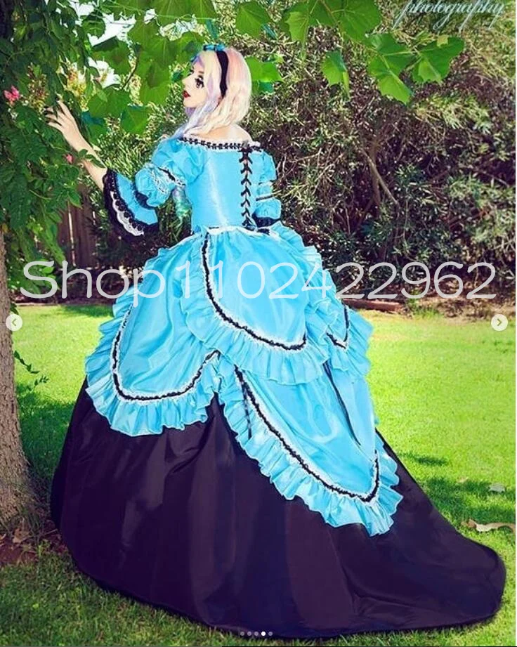 Vestidos góticos de alisin Wonderland para baile de graduación, traje de pantalón, corsé victoriano con cordones, vestido de noche de Cosplay, tren de extracción, azul cielo