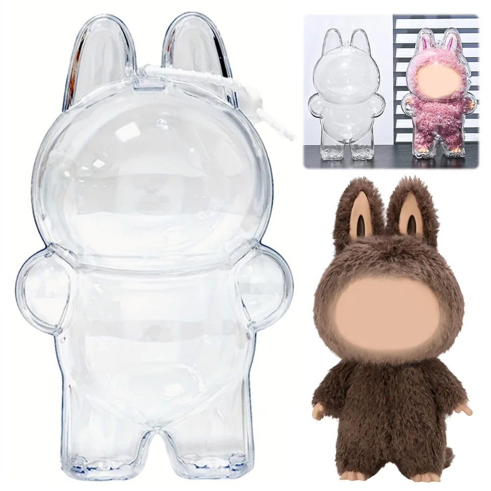 for Labubu V2 (Case Only) Transparent Protective Case Clear Figure Display Bag Plush Figure Dolls Clear Bag Dustproof Cover