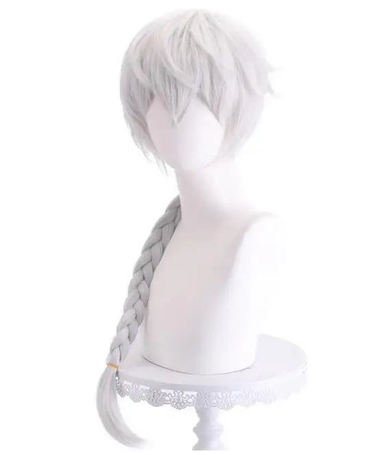 Perruques de cosplay synthétiques longues droites, tresse blanche, cheveux moelleux, perruque de degré de chaleur pour 03/Party