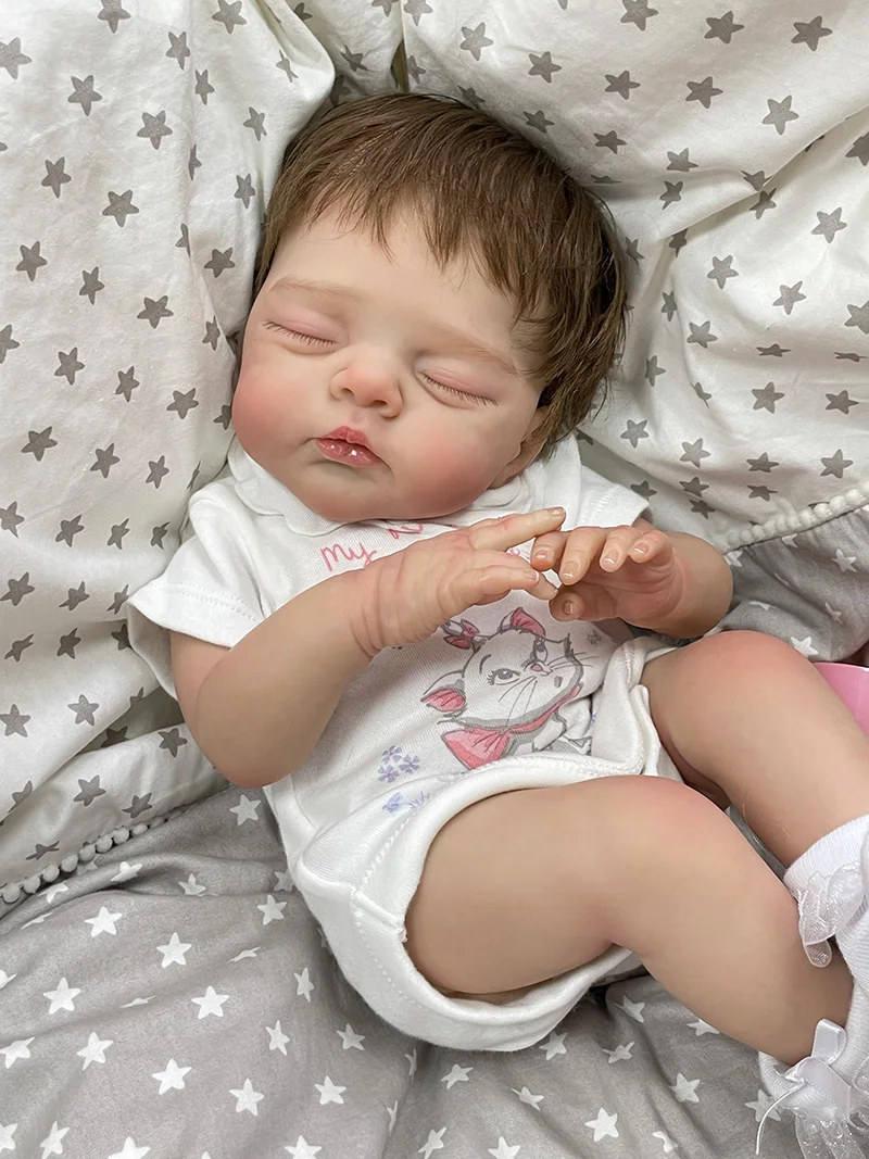 Cokela 20 polegadas/50cm boneca de bebê real toque macio bebê realista silicone reborn boneca com cabelo artificial implantado à mão