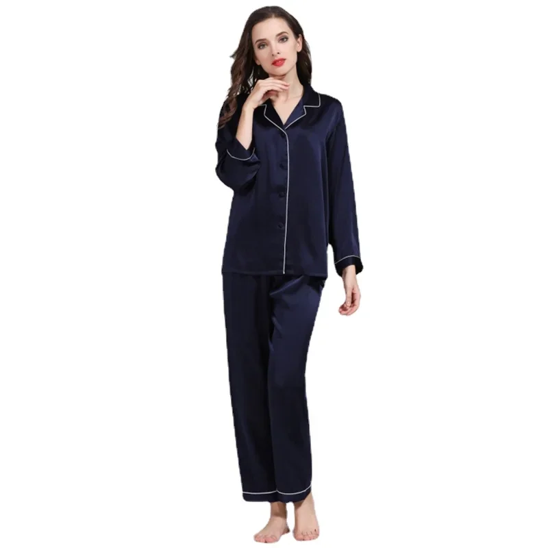 100% Silk Women's Pajamas Pyjamas Set Sleepwear Pijama Pajamas Suit Female Sleep Two Piece Sets Women Loungewear