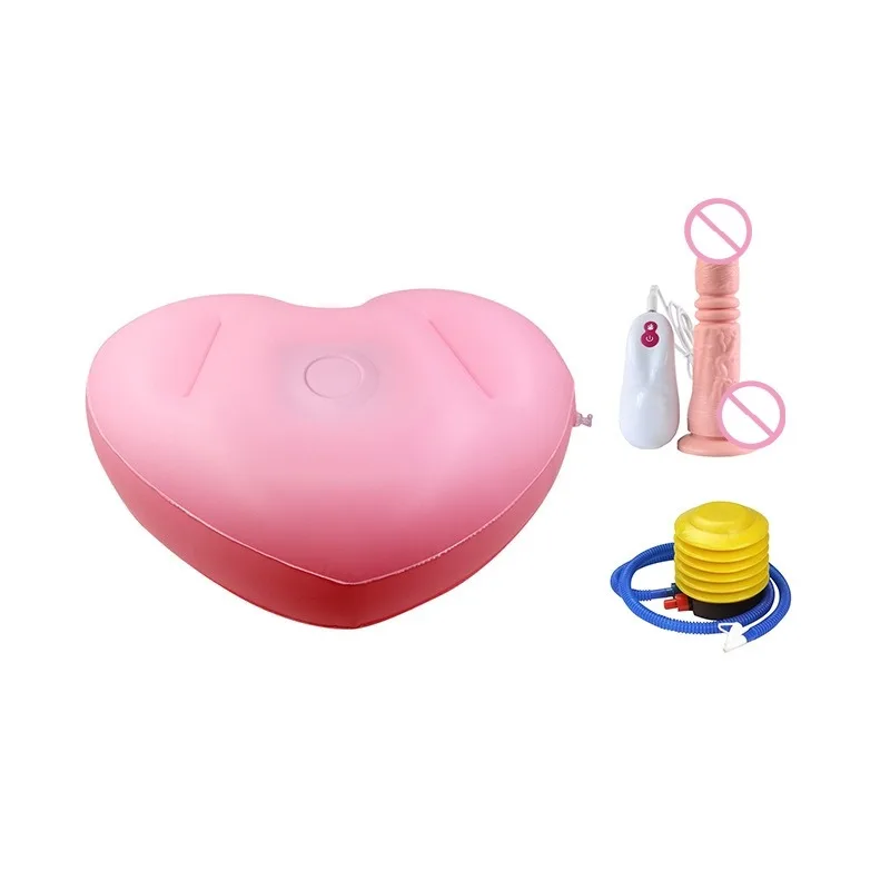 2023 New Heart-shaped Inflatable Cushion Gun Rack Masturbator Can Be Equipped with Dildo Male and Female Dual-use Adult Sex Toys