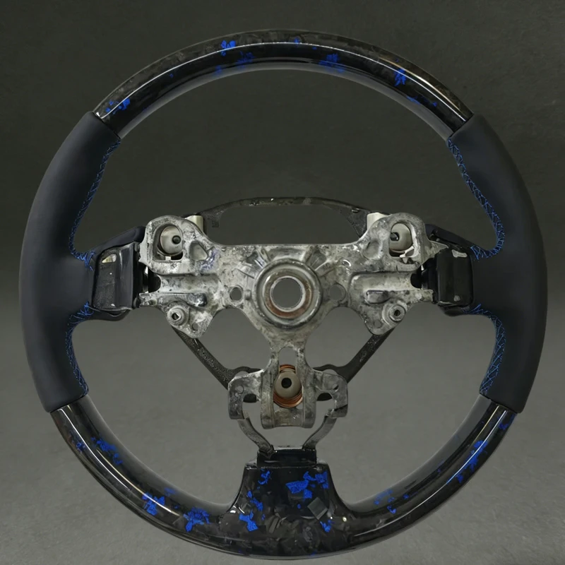 Blue Forged Carbon Fiber Steering Wheel for Toyota Supra MK4 with Smooth Leather Fits for Supra MK4 RAV4 High Quality Wheel Part