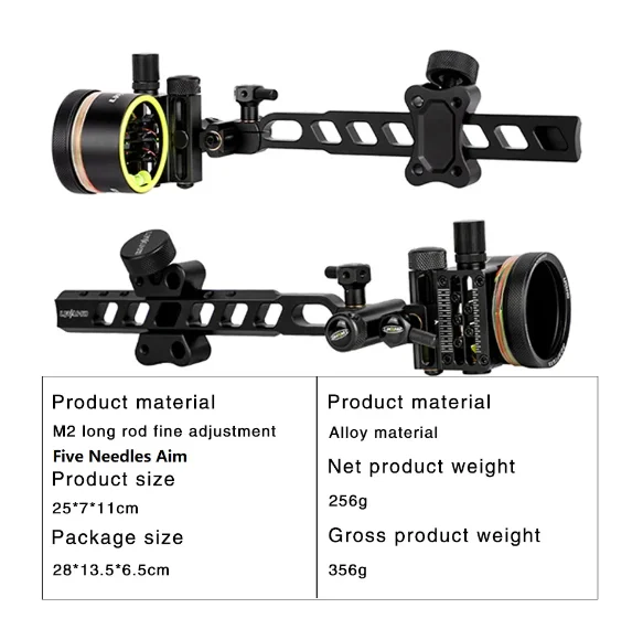 Mirino per arco composto a 5pin mirino per mirino a regolazione rapida con messa a punto asta corta/lunga