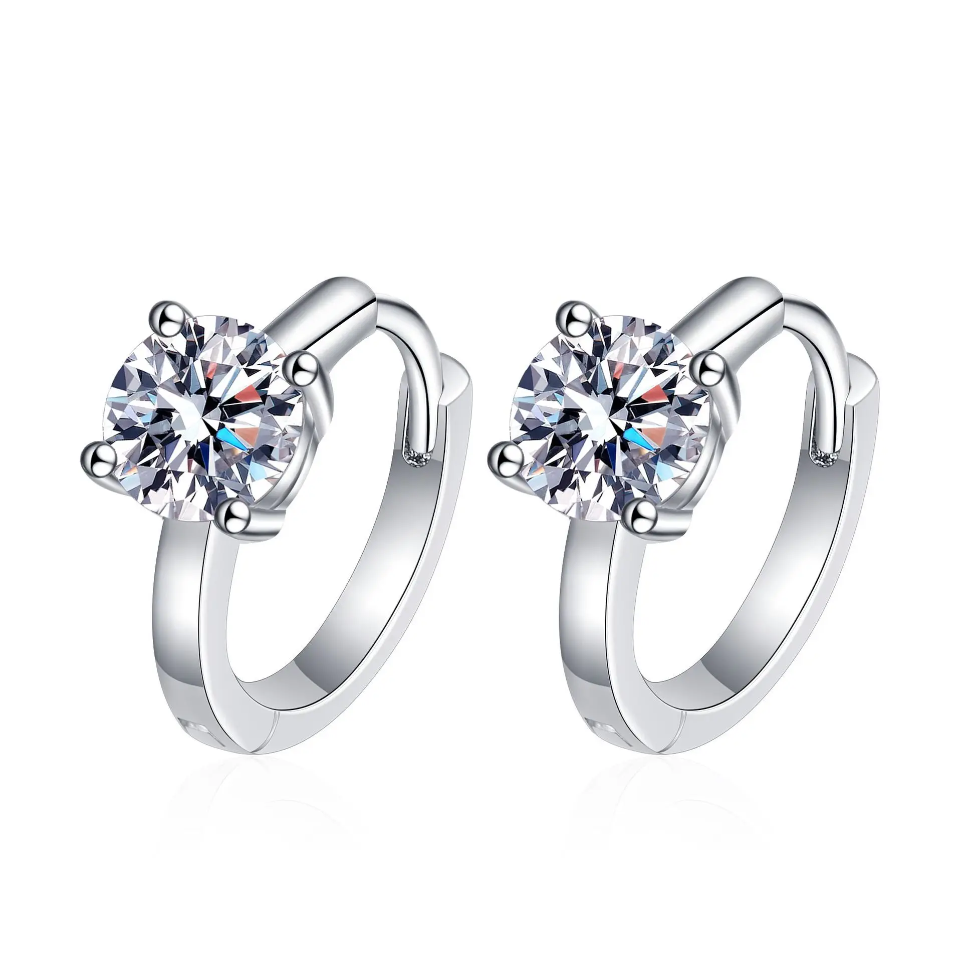 

Ourfuno 1-2CT Round Moissanite Earrings For Women Delicate 925 Sterling Silver Clip Earrings Party Wedding Jewelry Girls Gift