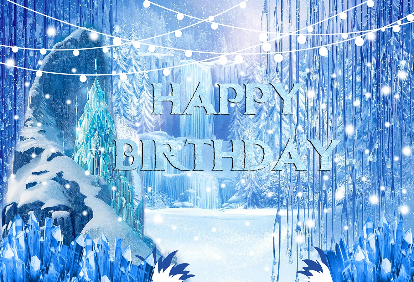 Ice and Snow White World Photography Backdrops Background Christmas Winter Frozen Snow Ice Crystal Pendant World for Children