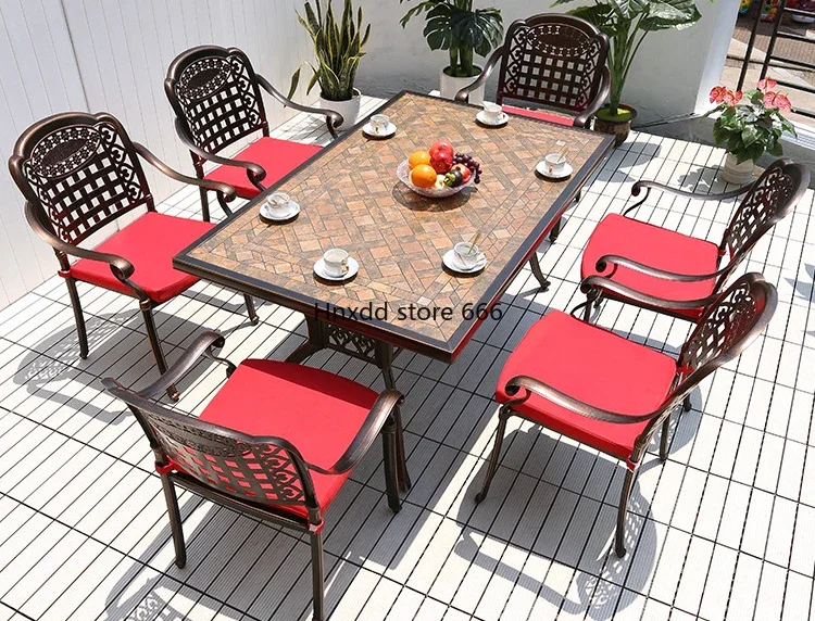 

Garden cast aluminum casual waterproof sunscreen simple outdoor wrought iron tables and chairs