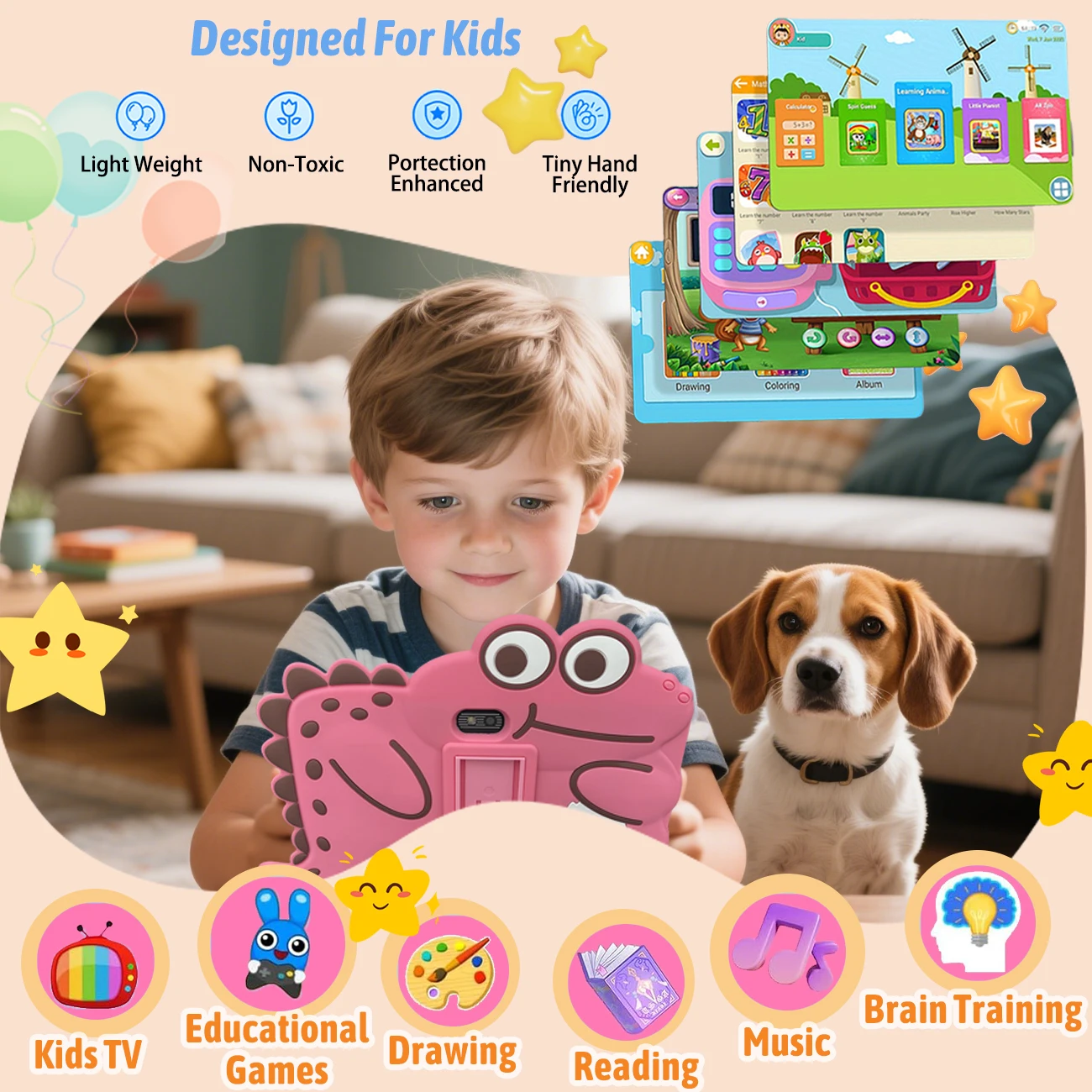 هدية للأطفال تابلت للأطفال مقاس 7 بوصات مثبت مسبقًا مع معرفة IWAWA متعددة المجلات والتحكم الآلي WIFI ضد السقوط