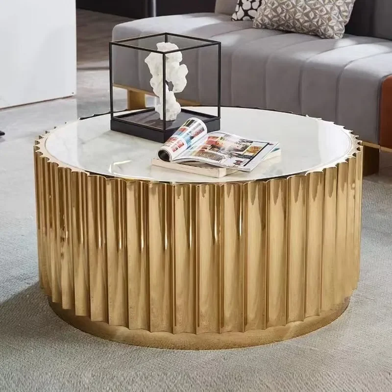 Stainless Steel Marble Coffee Table Set Modern Simple Sofa Side Table Corner End Table for Living Room Home Furniture