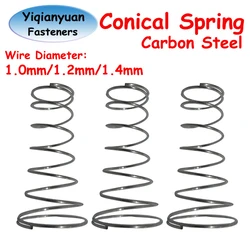 Yiqianyuan 10Pcs Conical Compression Springs Steel Tower Springs Battery Springs with Wire Diameter Options 1.0mm 1.2mm 1.4mm
