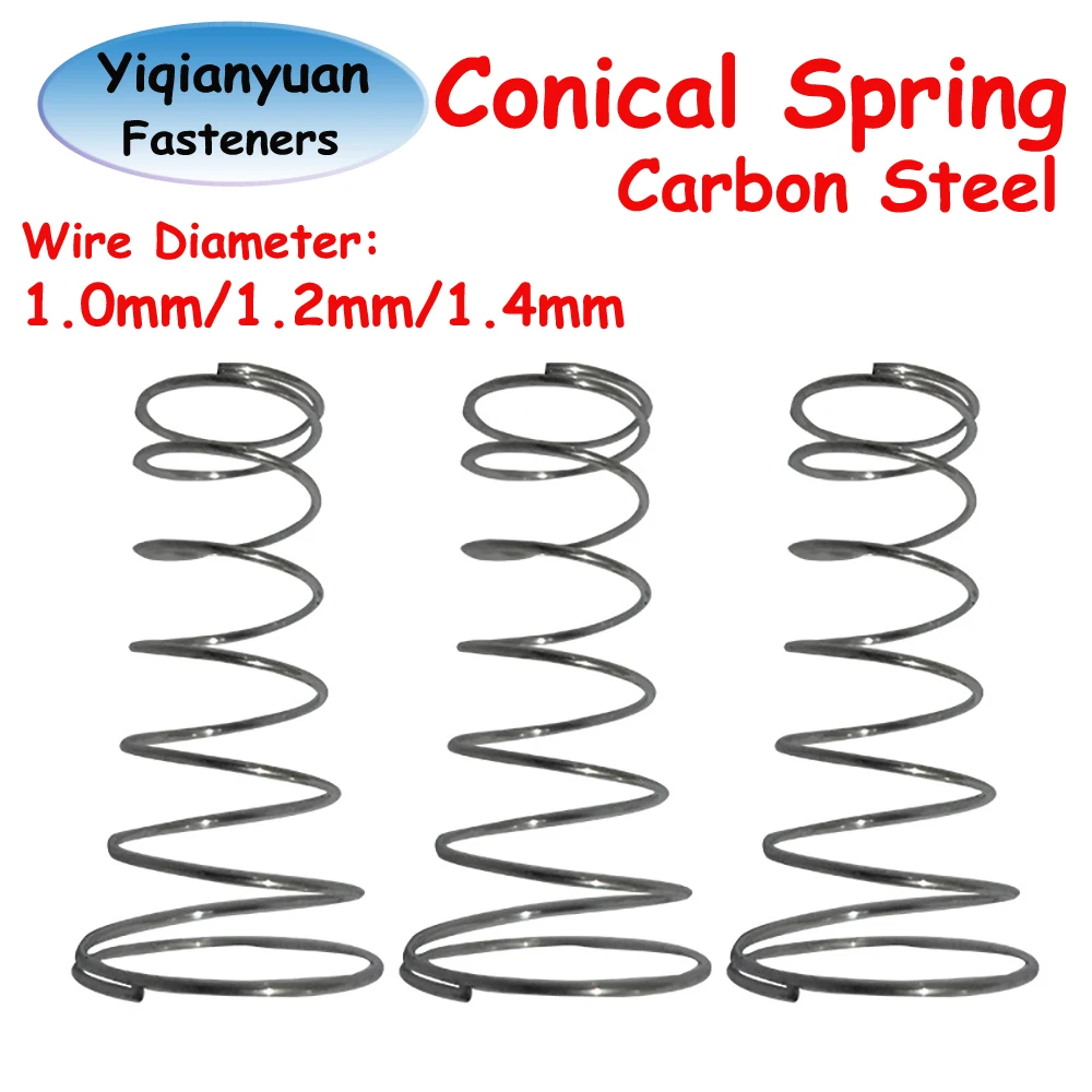 Yiqianyuan 10Pcs Conical Compression Springs Steel Tower Springs Battery Springs with Wire Diameter Options 1.0mm 1.2mm 1.4mm